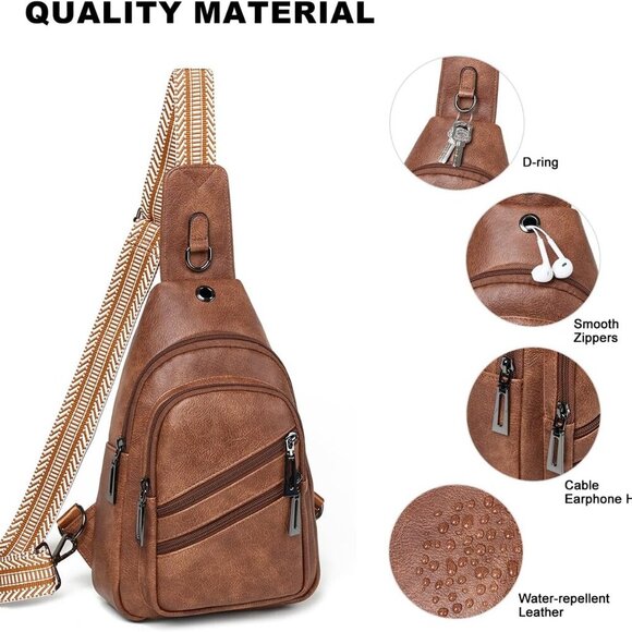 Sling Bag for Women Crossbody Purse Leather Crossbody Bag Fanny Pack Chest Pack - Picture 6 of 9